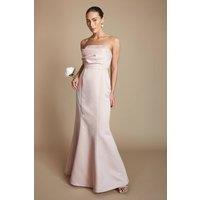 Coast Women's Structured Satin Gem Detail Bandeau Bridesmaid Dress in Blush | Size: 14