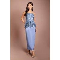 Coast Women's Muse Sequin Strappy Peplum Top Column Midi Dress in Blue | Size: 10