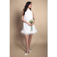 Coast Women's Feather Hem Sequin Hen Mini Dress in Ivory | Size: 12