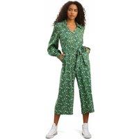 Louche Women's Oski-Cat-Camo Print Long Sleeve Jumpsuit in Green | Size: 10