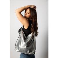 SVNX Women's Hobo Shoulder Bag & Backpack - 2 in 1 in Silver