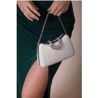 SVNX Women's Shimmer Grab Bag with Double Chain Strap Silver