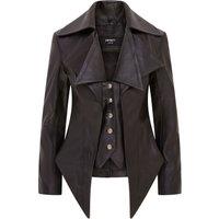 Infinity Leather Women's Gothic Mid-Length Edwardian Leather Jacket - Sandvika in Black | Size: 5XL