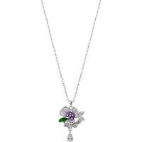 Spero London Women's Pansy Violet Floral Necklace in Sterling Silver