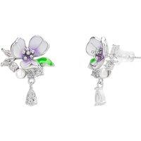 Spero London Women's Pansy Violet Floral Earring in Sterling Silver