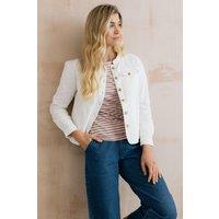 Lily & Me Women's Seren Stylish Stretch Cotton Twill Jacket with Scalloped Collar in White | Size: 18