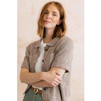 Lily & Me Women's Phoebe Lightweight Boxy Fit Short sleeve Jacket in Brown | Size: 16