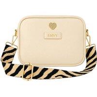 Love EMVY Women's Genuine Leather Mini Signature Heart Crossbody Bag With 2 Straps in Stone | Size: Small