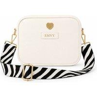 Love EMVY Women's Genuine Leather Mini Signature Heart Crossbody Bag With 2 Straps in Off-White | Size: Small