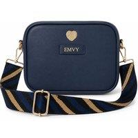 Love EMVY Women's Genuine Leather Mini Signature Heart Crossbody Bag With 2 Straps in Navy | Size: Small