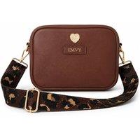 Love EMVY Women's Genuine Leather Mini Signature Heart Crossbody Bag With 2 Straps in Brown | Size: Small