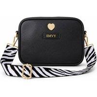 Love EMVY Women's Genuine Leather Mini Signature Heart Crossbody Bag With 2 Straps in Black | Size: Small