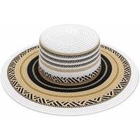 BluCore Women's Women's White Woven Wide Brim Summer Hat