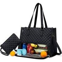 Nordara Women's Black 2-in-1 Insulated Lunch Tote Bag Large Capacity Work
