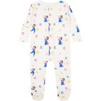 Ms. Rachel Girl's Alphabet Print Baby Sleepsuit in Cream | Size: 18-24 m