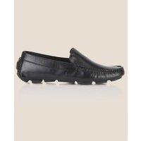 Silver Street London Men's Falmouth Leather Slip-On Moccasin Loafers in Black | Size: 11