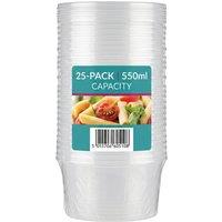 Bedsland 25 Pack 550ml Round Food Storage Containers with Secure Lids in Clear