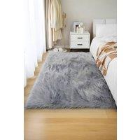 80 x100cm Gray Soft Washable Plush Carpet in Grey | Size: 100 cm x 180 cm