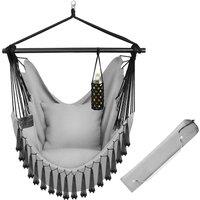 tectake Hanging Chair Malika, Boho Style, Load Capacity 150kg in Grey | Size: 1 Seater