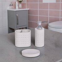 Showerdrape Maison Soft Green or White Shimmer 3 Piece Bathroom Accessory Set