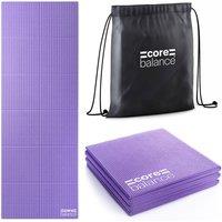 Core Balance Foldable Travel Yoga Mat Non Slip PVC Foam Lightweight Fitness in Purple