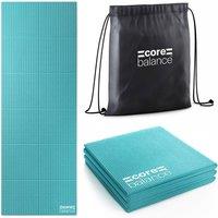 Core Balance Foldable Travel Yoga Mat Non Slip PVC Foam Lightweight Fitness in Teal