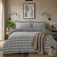 HOME LUXE INTERIOR Gaveno Cavailia Grey Gingham King Duvet Cover Microfibre Bedding Set in Light Grey