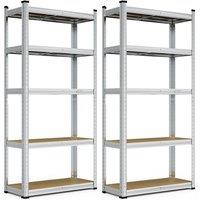 VonHaus Two Pack of 5 Tier 1.5m Garage Shelving Units in Silver