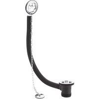 Balterley Round Bath Waste & Overflow Brass Plug, Link Chain (20mm Baths) Chrome in Silver
