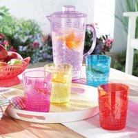 Eldo 5 Piece Shatterproof Jug & Tumbler Set with Embossed Design