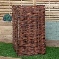 Samuel Alexander 1.16m x 61cm Single Garden Patio Willow Wheelie Bin Screen Hideaway in Brown | Size: 1.16m x 61 cm