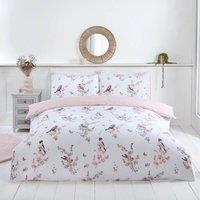Coopers of Stortford Toile Floral Duvet Cover Set with Check Reverse, Soft Microfibre | Size: King