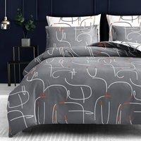 Pamposh Premium Brushed Microfibre Duvet Cover Sets Reversible Quilt Covers in Grey | Size: Double