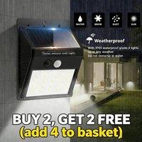 FLAVORA 20 LED Solar Wall Light PIR Motion Sensor Outdoor in Black