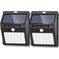 FLAVORA 2 PACK LED Solar Outdoor Garden Security Lamp in Black