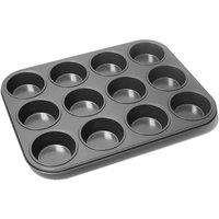 FLAVORA 12 Cup Non-Stick Shallow Baking Tin in Black | Size: 100 cm x 15 cm