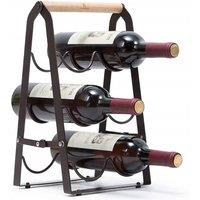FLAVORA 3 Tier Foldable 6 Bottle Free Standing Wine Rack in Black | Size: 0.6m2