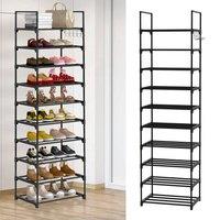 EONLION 10Tier Narrow Shoe Rack Shoe Shelf in Black | Size: 500mm