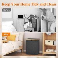 EONLION 120L Laundry Basket with Lid in Black | Size: 100 cm