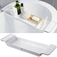 EONLION White Extendable Bathtub Caddy Shelf