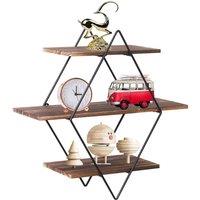 Kelvenix XL Farmhouse Floating Shelves Wall Mounted in Dark Brown | Size: 0.6m2