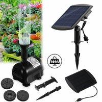 NESTLUNE Solar Pump Pond Submersible Water Fountain Pump in Black | Size: 100 cm x 15 cm