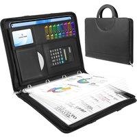 NESTLUNE A4 Zipped Conference Folder Business Portfolio PU Leather A4 in Black | Size: 100 cm x 15 cm