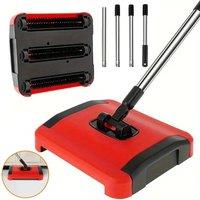 NESTLUNE Manual Carpet Sweeper Non Electric Sweeper Floor Duster in Red | Size: 100 cm x 15 cm