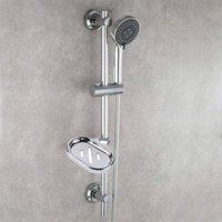 FORGEVIO Adjustable Slider Rail Shower Riser Kit With Soap Bar Holder in Metallic Silver
