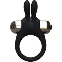 Loving Joy Men's Silicone Rabbit Vibrating Love Ring in Black