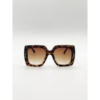 SVNX Women's Oversized Square Frame in Brown Tortoiseshell in Dark Brown