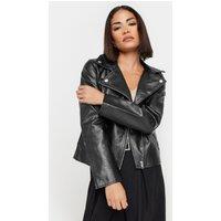 PixieGirl Women's Petite Faux Leather Jacket in Black | Size: 10