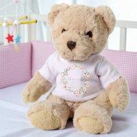 Aye Do Gifts Women's Personalised Luxury Teddy Bear with Wild Flower Name T-Shirt in Beige