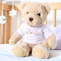 Aye Do Gifts Women's Personalised Luxury Teddy Bear with Pink Welcome to the World T-Shirt in Beige